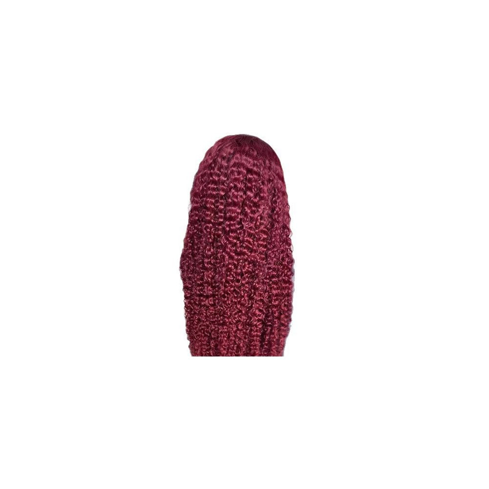13 4 lace 99j water waver wine red curly human hair wig headgear image 4