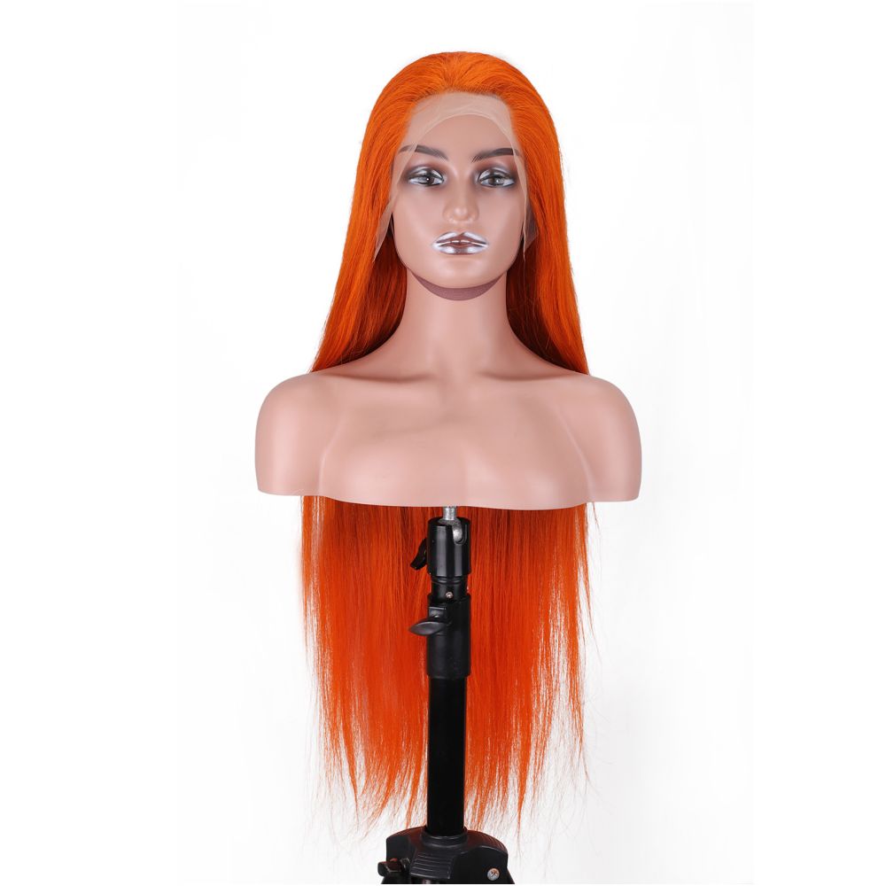 Amazon wholesale of long orange wigs with real hair African lace wigs and European American styles image 4