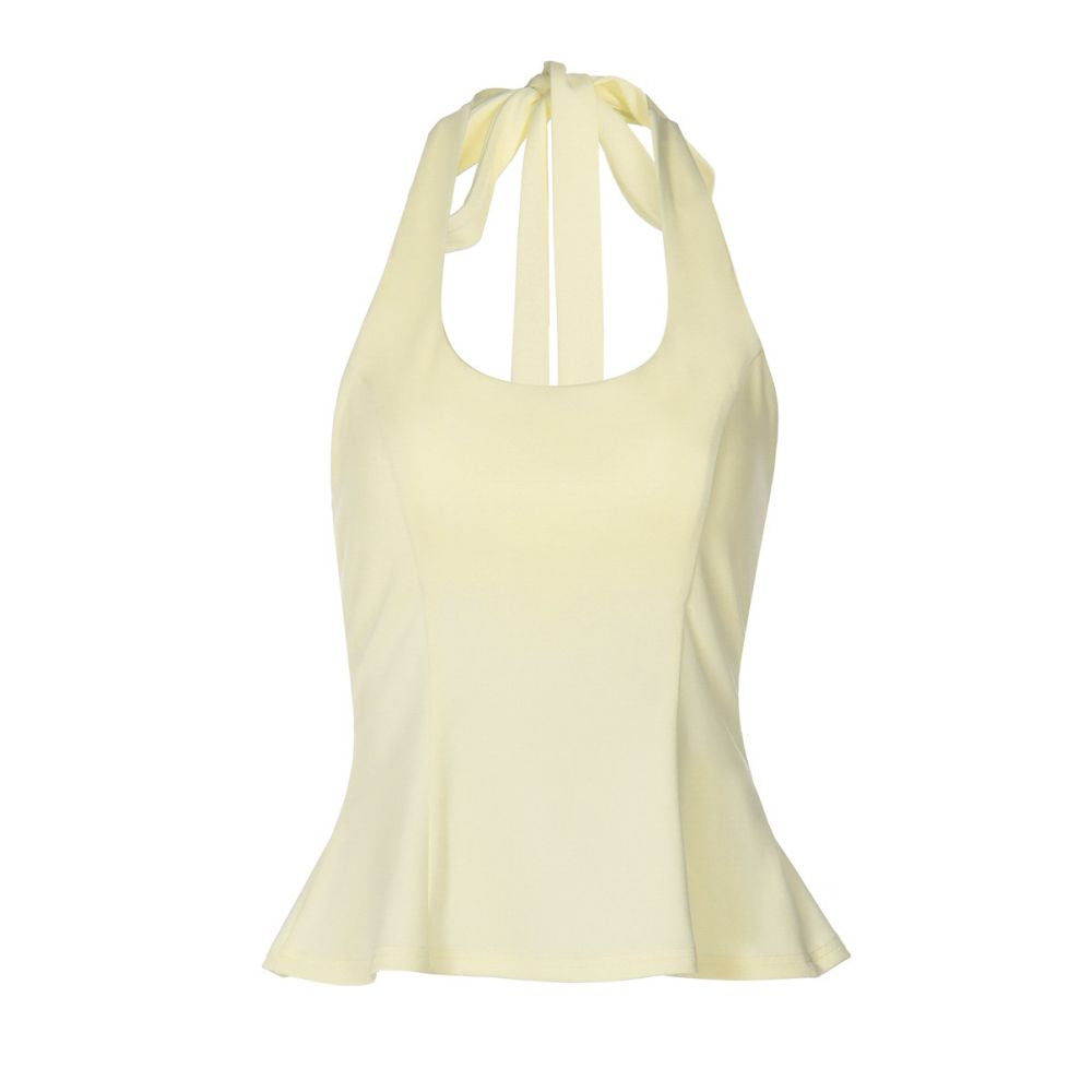 Shemoda European and American style U neck halter top women s backless strap slim fit slim and slightly flared spicy girl short top image 5