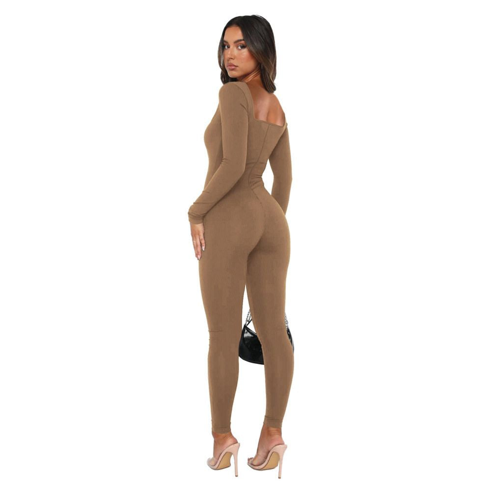 Women Cotton Jumpsuit Pants 2023 Knitted Cotton Backless Butt Lifting Slimming Sports jumpsuit image 5