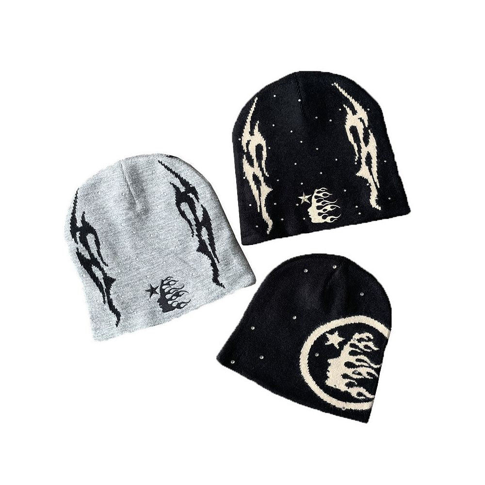 Hellstar Studios logo Sports Flame Beanie knitted casual yarn cold hat image 5