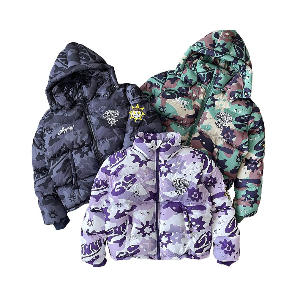 GLO GANG vest jacket embroidery craft camouflage jacket cotton coat jacket hat detachable image 5