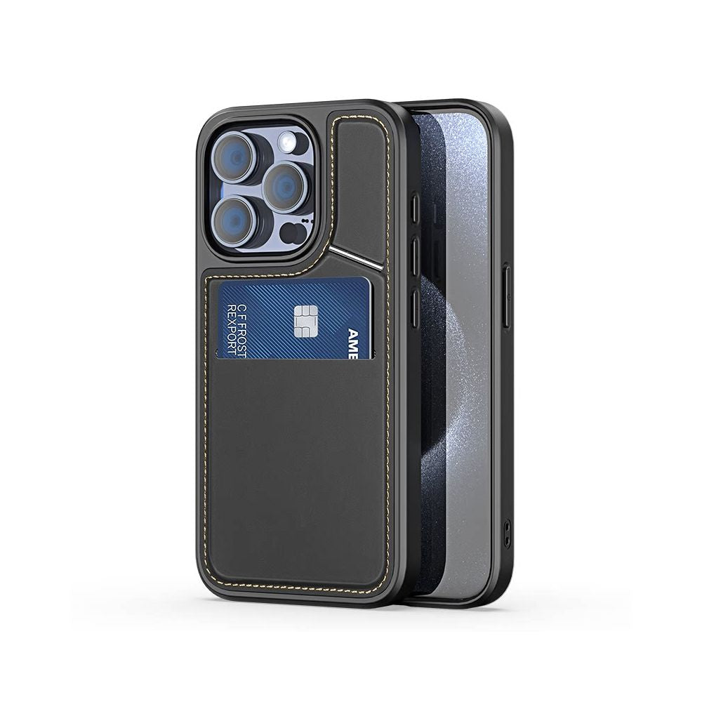 DUXDUCIS is suitable for Apple iPhone 16 15 Pro Max phone case 14 13 plus leather pattern protective cover holder card bag multifunctional Magsafe magnetic suction charging oil resistant and fingerpri image 5