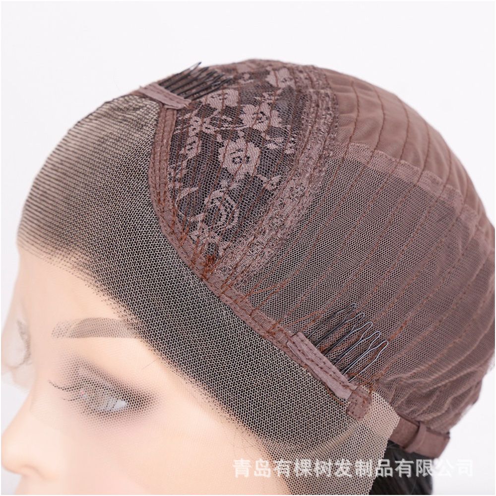Qingdao Youkeshu Hair Products Co Ltd European and American wig foreign trade wig black lace synthetic front image 5