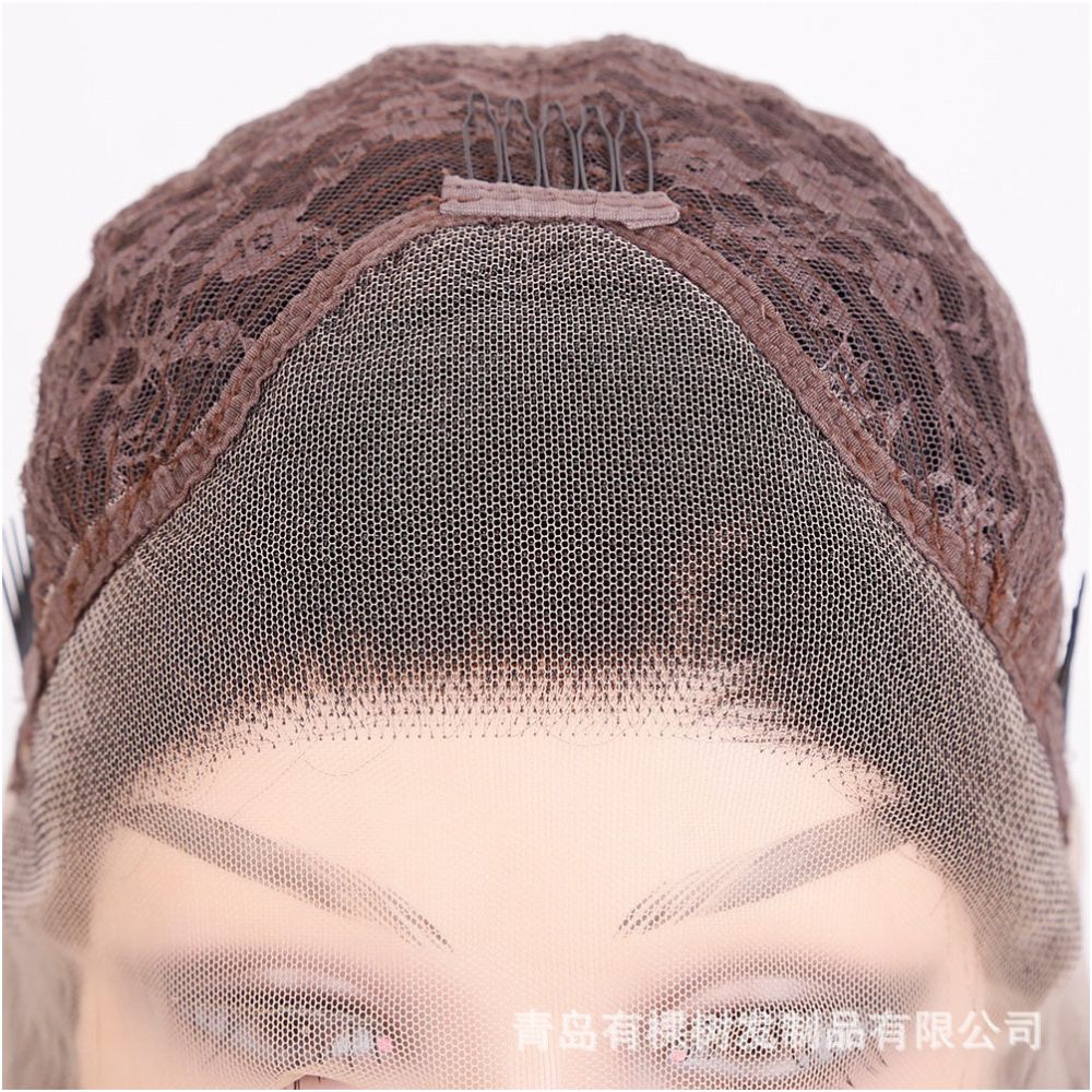 1688 Qingdao Youke Tree Hair Products Co Ltd Foreign Trade European and American Chemical Fiber Front Lace Wig Full Headset Pink image 4
