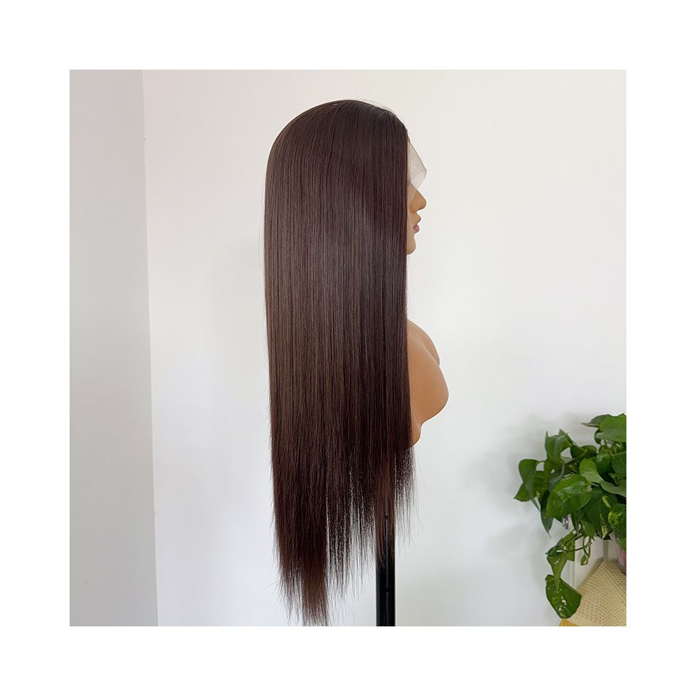 Natural brown wig with long straight hair for daily wear 13 4 lace mesh natural simulation headband breathable and comfortable for women image 5
