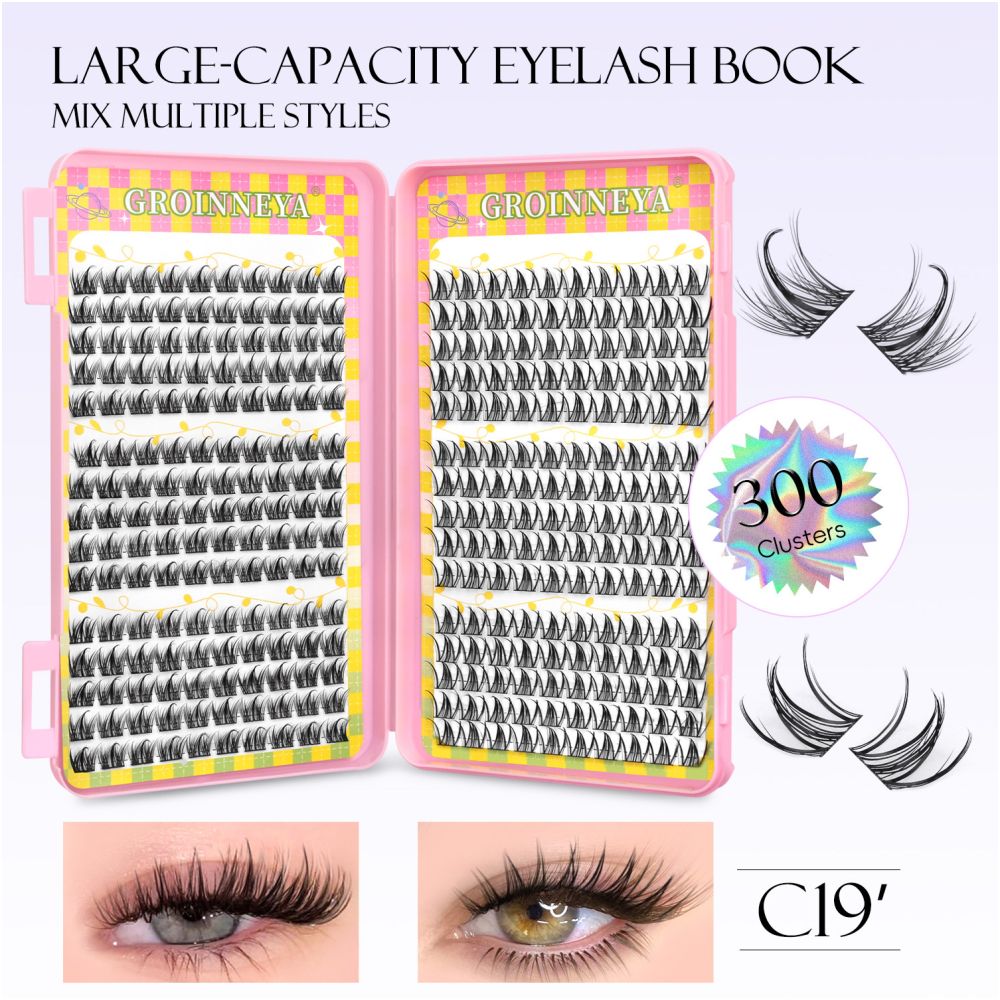 GROINNEYA 2025 New Large Capacity Eyelash Book 6 types of mixed natural segmented eyelashes image 5
