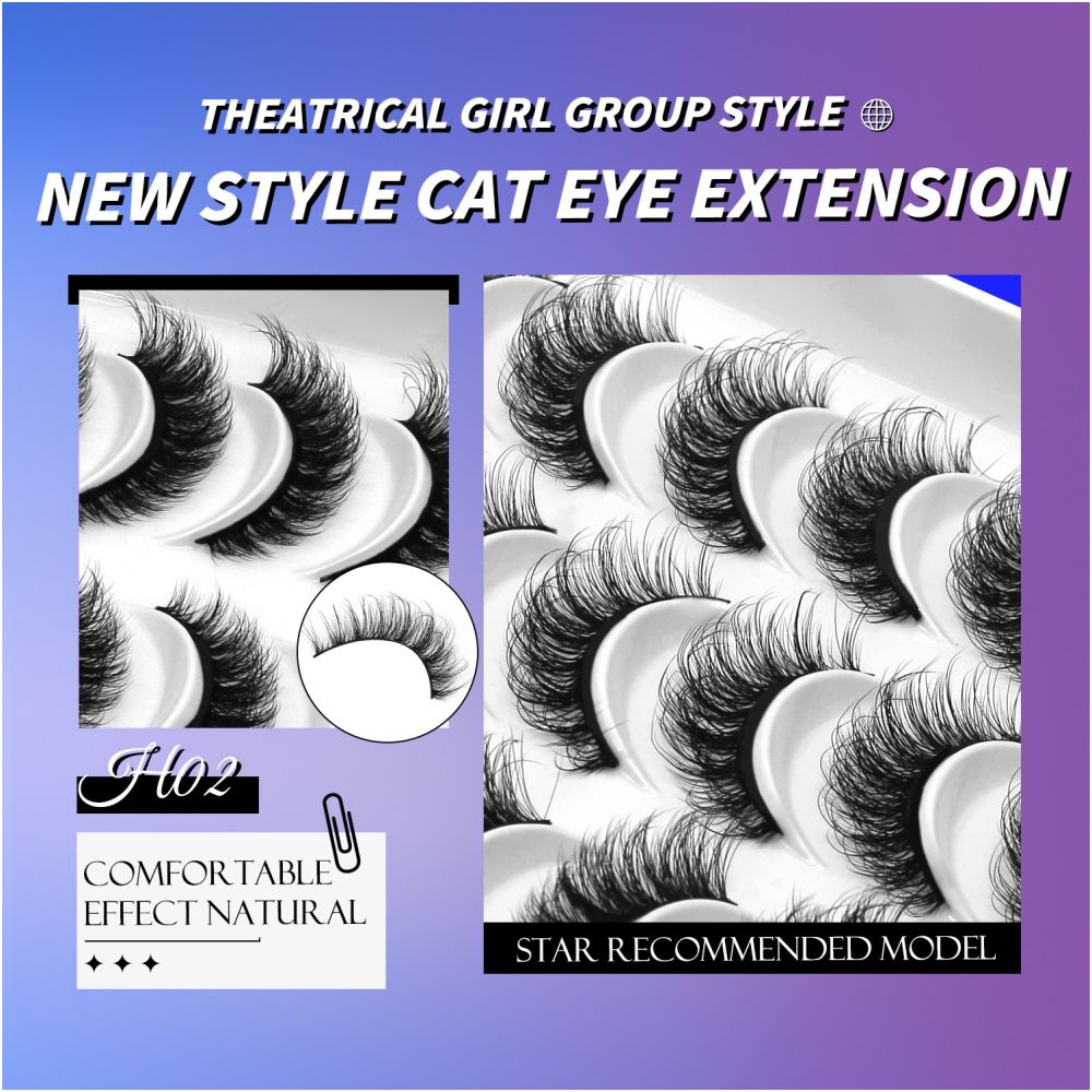 GROINNEYA20 has two mixed styles of large capacity mixed blood thick one piece false eyelashes D upturned cat eyes image 5