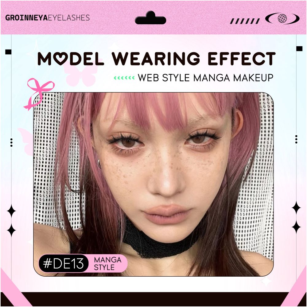 GROINNEYA Sweet Women s Group Korean style single cluster false eyelashes natural pure sweet girl black stem with eyeliner eyelashes image 5