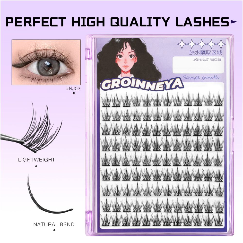 GROINNEYA Peacock Tail Eyelash Girl Group Same Style Single Cluster Eyelash Natural Korean Manga Style Natural Makeup Heart Machine image 5