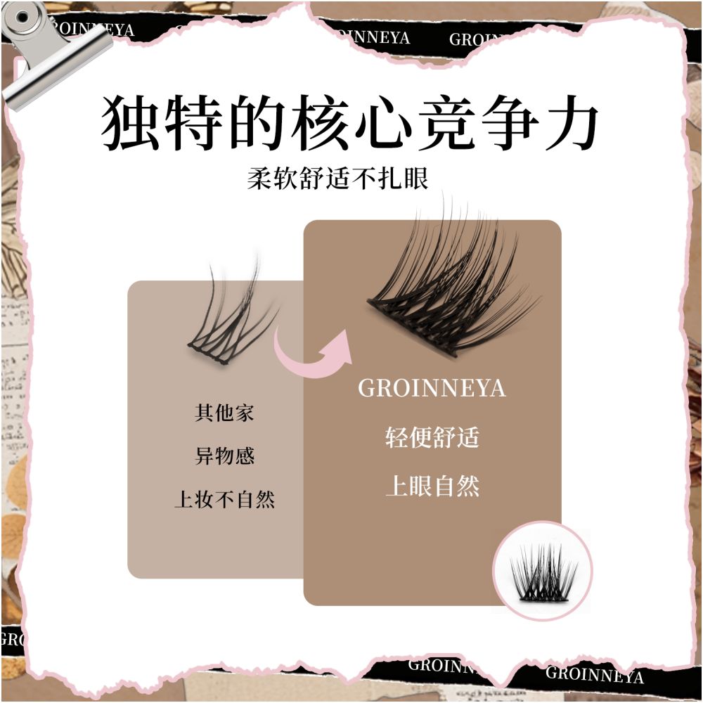 GROINNEYA Sino French Mixed Yellow Black Skin Asian Makeup Eyelash Set American Campus Single Cluster False Eyelash image 5