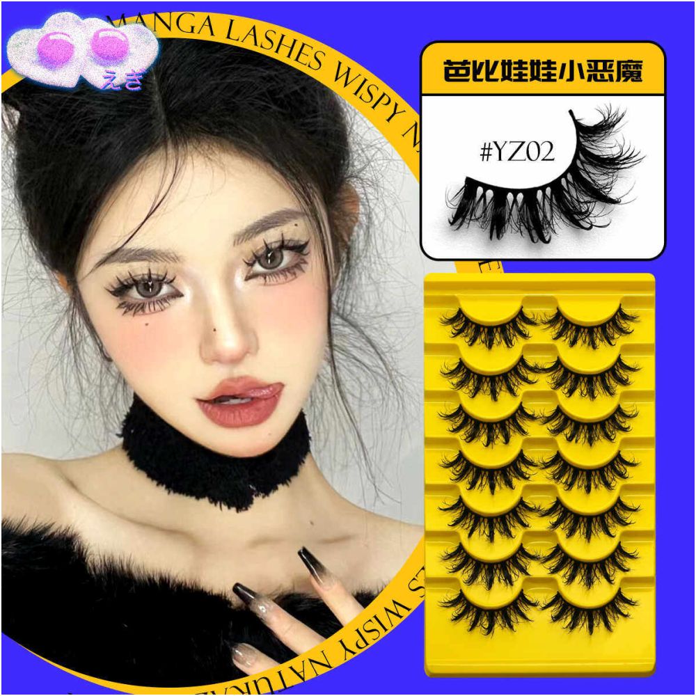 Little devil Barbie eyelashes cosplay European and American hybrid electric eye Barbie fake eyelashes internet famous pointed tail wild hard stem thick image 5