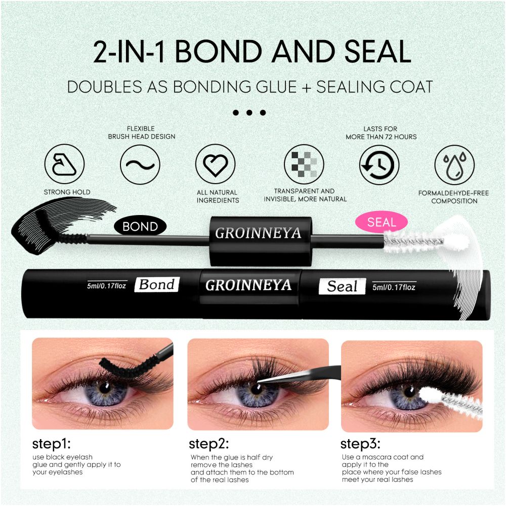 GROINNEYA New Mixed Blood Style False Eyelash Set Thick Little Devil Single Cluster Eyelash Multiple Density Mixed Mixing image 5