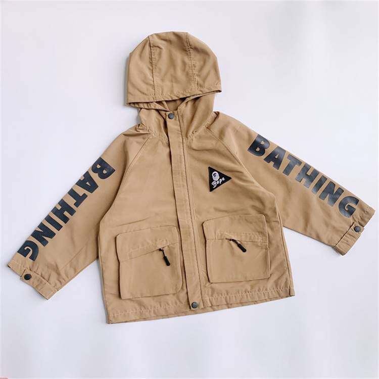 Japanese Fashion Brand BAPE Children's Clothing 2022 New Boys' Baby Zipper Jacket Children's Hooded Trench Coat