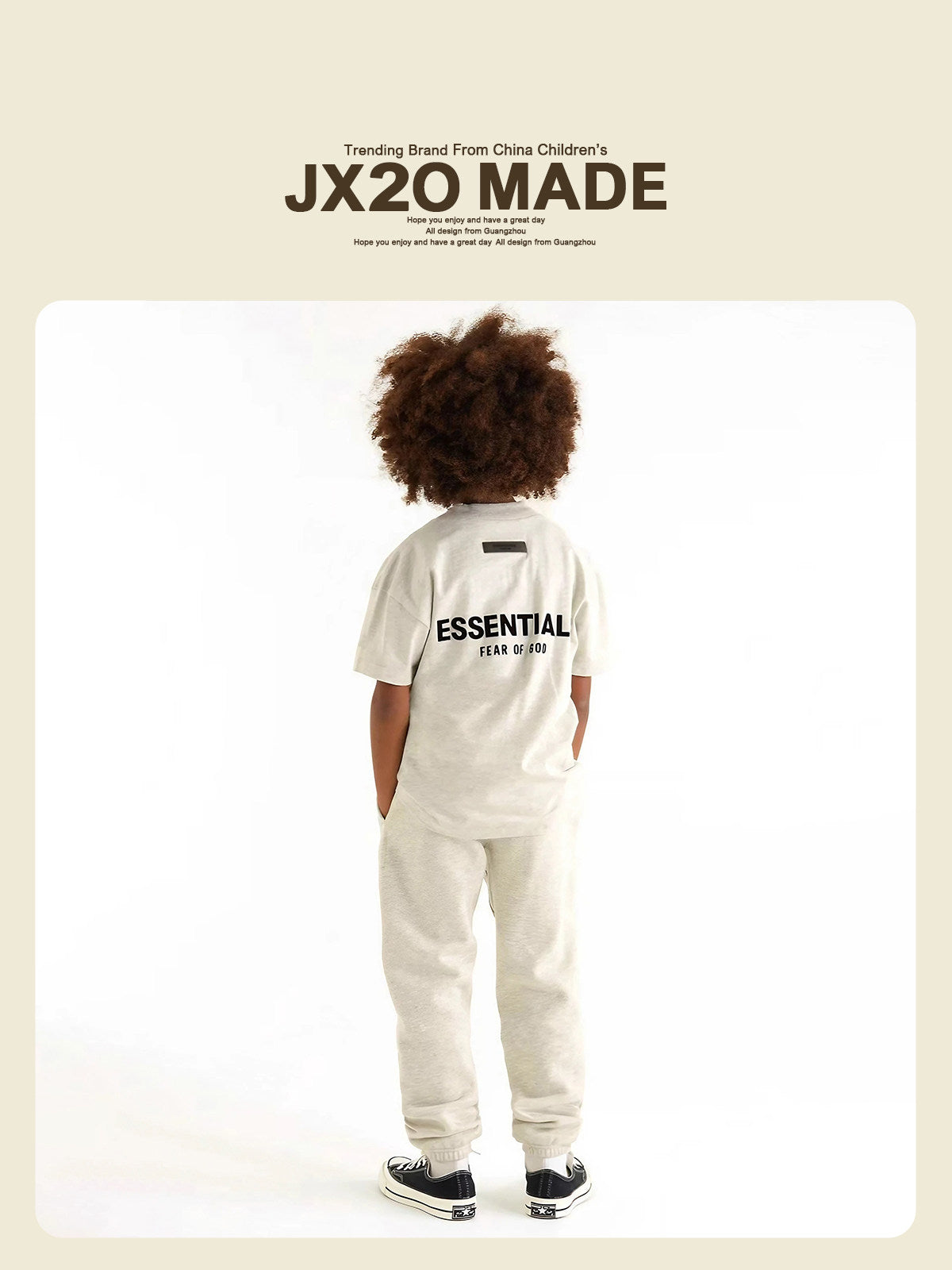Essentials Children's Short-Sleeved Boys' T-shirt Summer Fashion Brand Children's Clothing Suit Girls' Simple Parent-Child Clothing