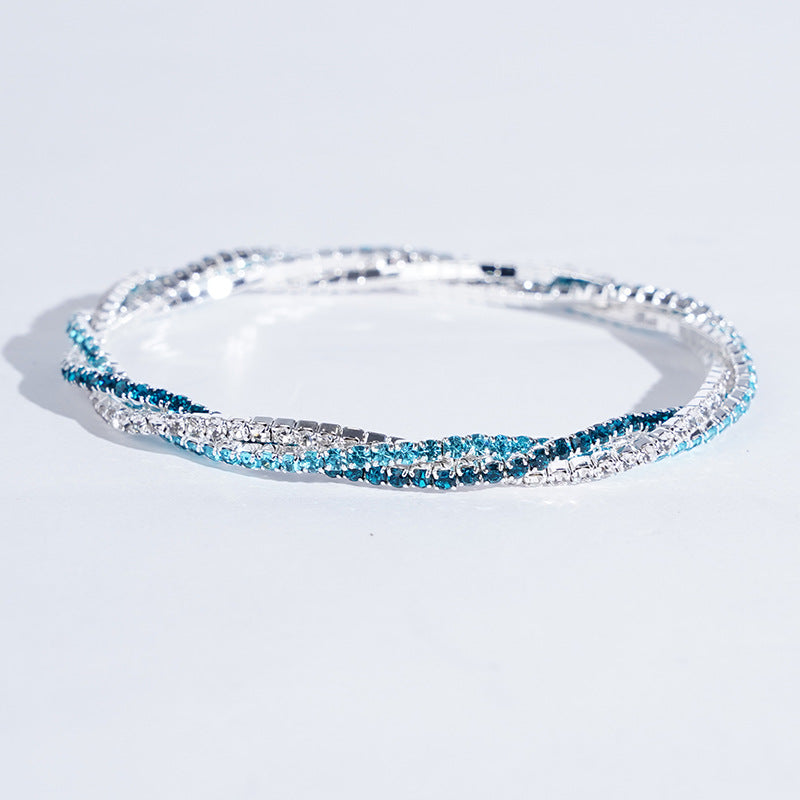Women's Braided Crystal Bracelet Stretch High-end Bracelet Girlfriend Bracelet Light Luxury Photo Shooting Exquisite Jewelry