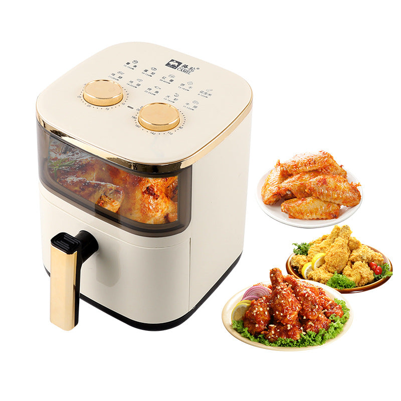 Camel Air Fryer 6L Household Large Capacity Electric Oven creamy-white Fries Baking Machine Gift Visual Fryer Wholesale