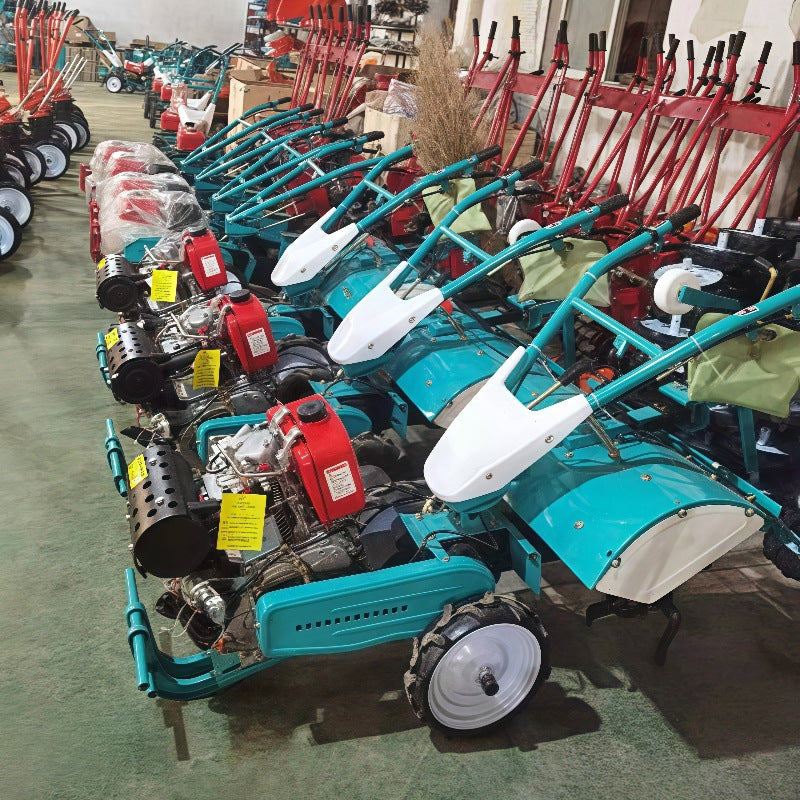 New Multifunctional Four-Wheel Drive Micro Tillage Machine, Small Household Diesel Trenching Machine, Gasoline Tillage Machine, Agricultural Rotary Tillage Machine