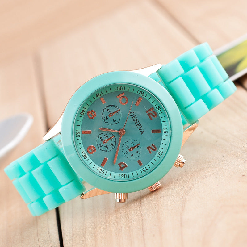 in stock Geneva Geneva Silicone Watch Women's Korean Style Fashion Beautiful Color Jelly Student Casual Watch