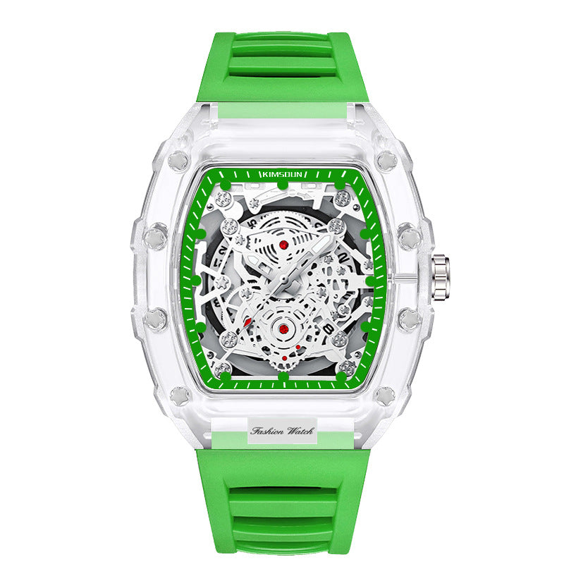 Foreign Trade Cross-Border Watch Personalized Barrel-Shaped Quartz Watch Fashionable Transparent Men's Watch Wholesale Waterproof Watch Watch