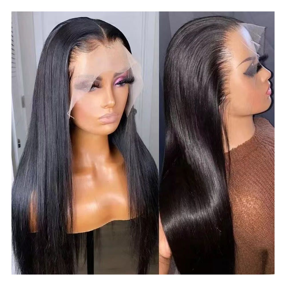 13 4 lace hair straight wig 100 human hair 200 density image 2