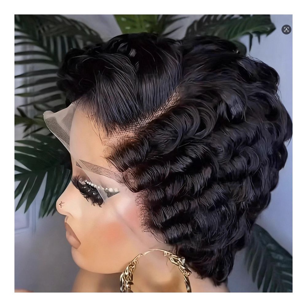 Curly pixie cut frontal wigs with human hair lace front human hair wig