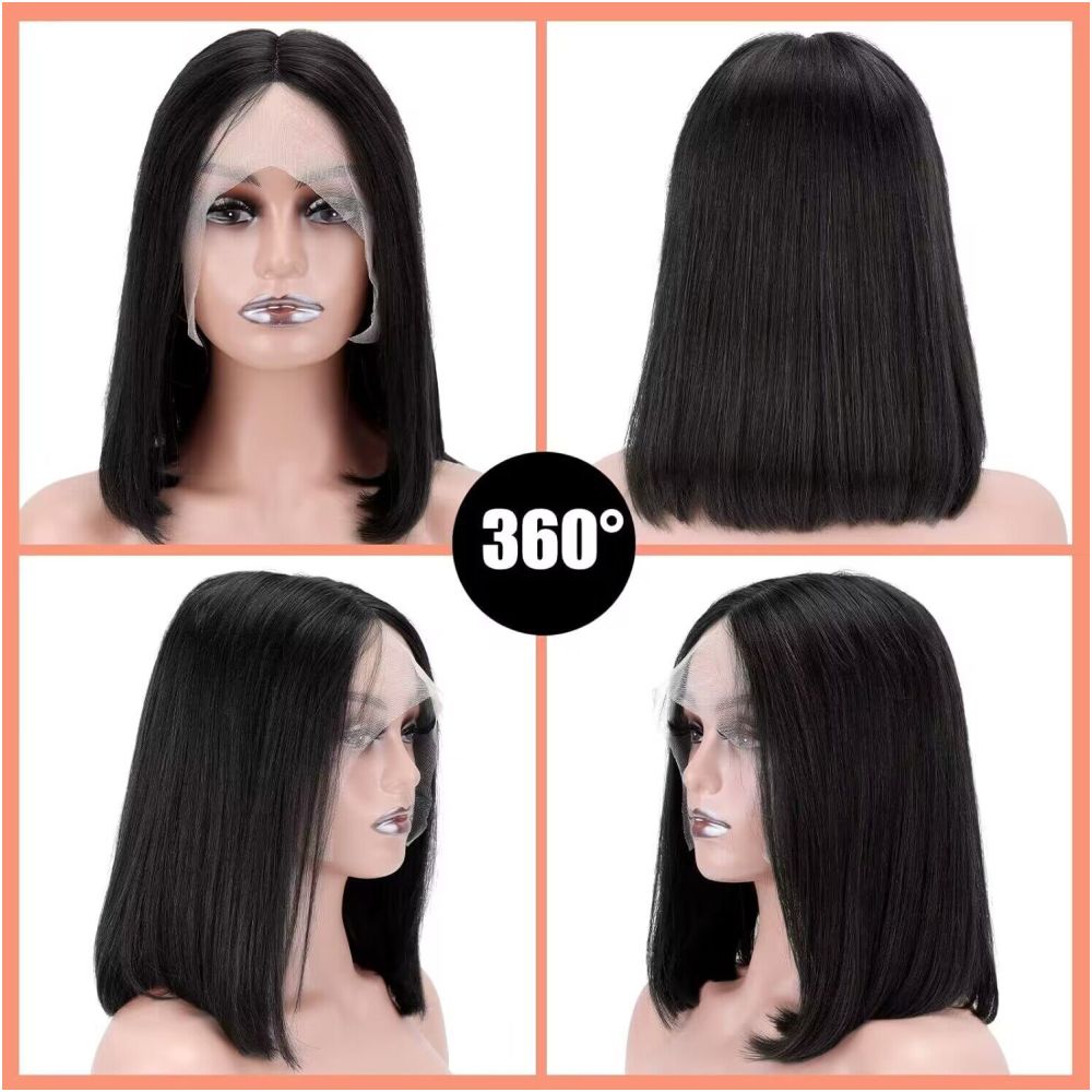 13 4 Front Lace Human Hair Bob Wig Amazon Cross Border Hot Selling Human Hair Wig with Heating image 2