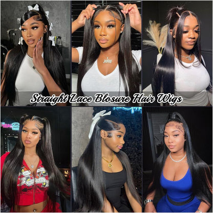 13 4 HD Lace Human Hair Wig Black Straight Bone Hair image 3