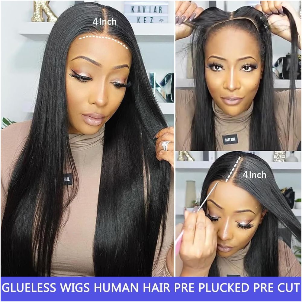 Gluelesswigs Human Hair Wigs Bone Straight image 2