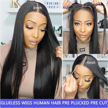 Gluelesswigs Human Hair Wigs Bone Straight image 2