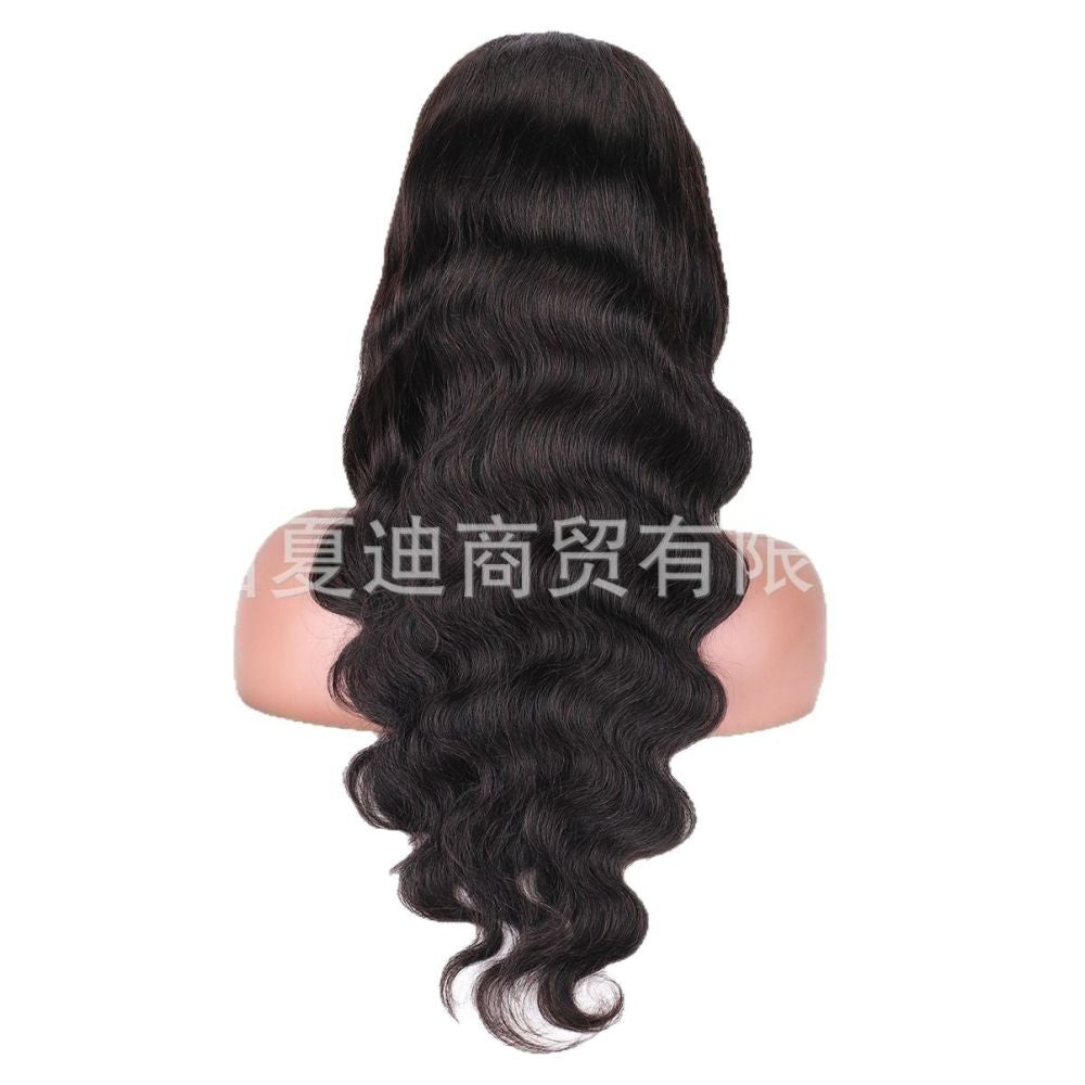 13 4 Lace Human Hair Wig Wholesale Natural Black Big Wave Headgear Amazon Hot Selling European and American Export Body image 4