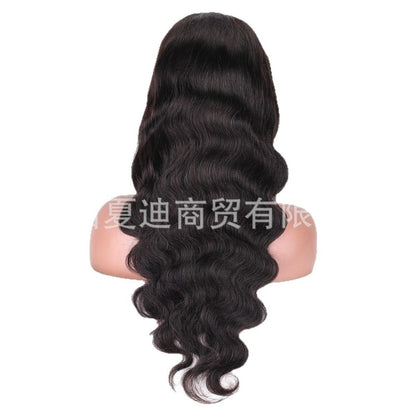13 4 Lace Human Hair Wig Wholesale Natural Black Big Wave Headgear Amazon Hot Selling European and American Export Body image 4