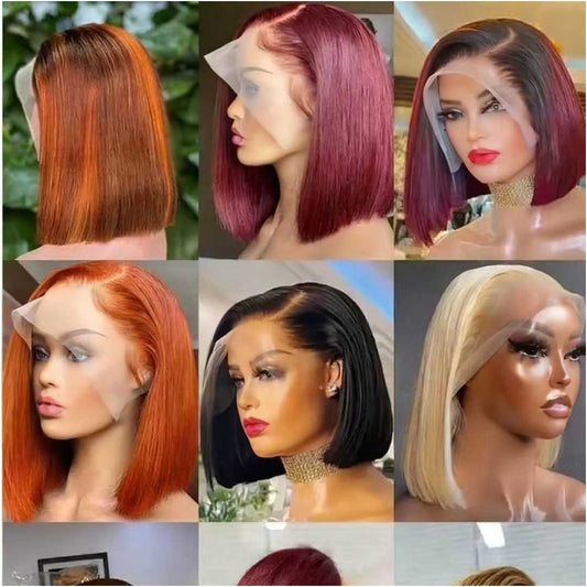 13 4 front lace headpiece straight human hair wig HumanHair WigBOB straight hair