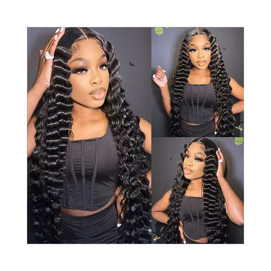 13 4 Front Lace Human Hair Wig Fluffy Deep Wave Amazon Cross Border Hot Selling Human Hair Wig New Product Hot Selling Item image 0