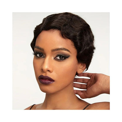 Short Finger Wavy Wig Human Hair Wigs Pixie Wigs Ocean image 2