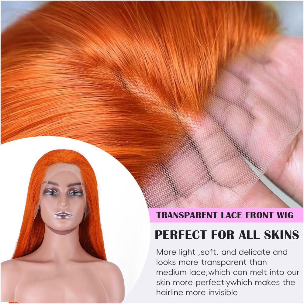 Amazon wholesale of long orange wigs with real hair African lace wigs and European American styles image 2