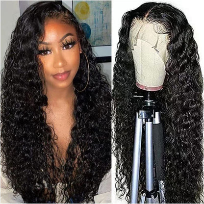 13 4 front lace real human hair wig Whatervave water wave small curls Amazon AliExpress natural and realistic image 0