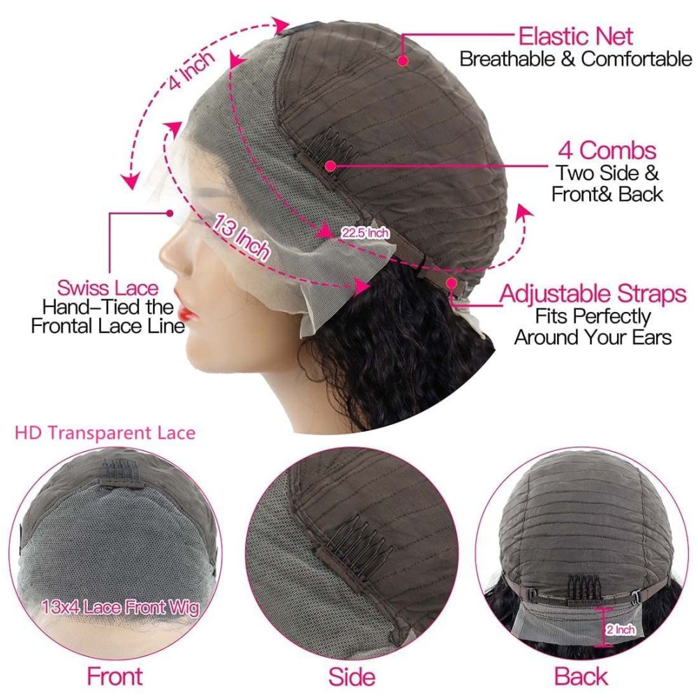 13 4 front lace real human hair wig Whatervave water wave small curls Amazon AliExpress natural and realistic image 2