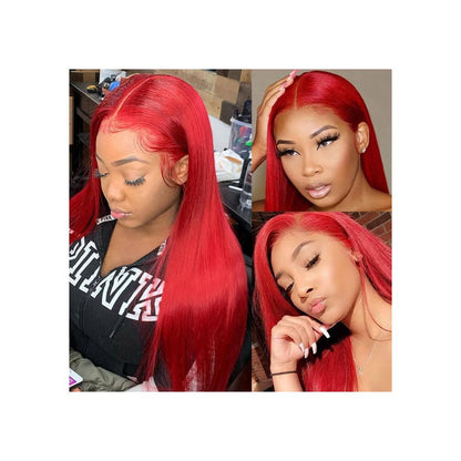 13 4 13x4 RED straight hair with lace front human hair wigs real red hair