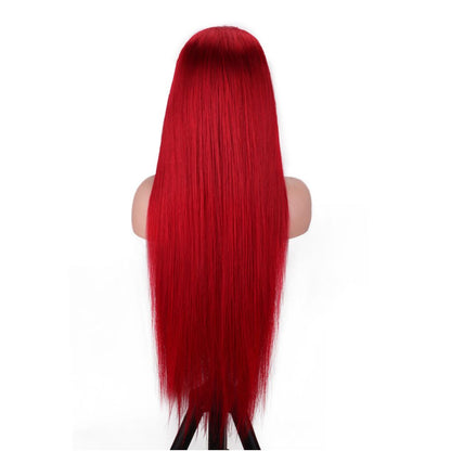 13 4 13x4 RED straight hair with lace front human hair wigs real red hair image 1