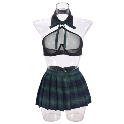 Sexy Four Seasons Wearable Nightclub Pretty Girl New pleated Skirt 1084 Perspective College Uniform Checkered Skirt Women s Wear