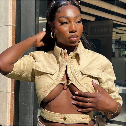 European style Hot girl jacket 9536 crop top women s top image 4