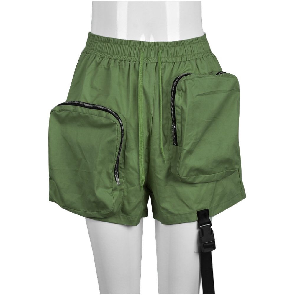 Summer new workwear short style spicy girl style multi pocket personalized zipper style bag elastic waist 8819 casual shorts