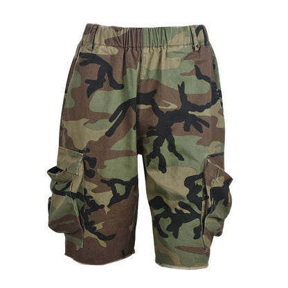 Lotus leaf sleeve camouflage short jacket 9151 personalized camouflage short jacket