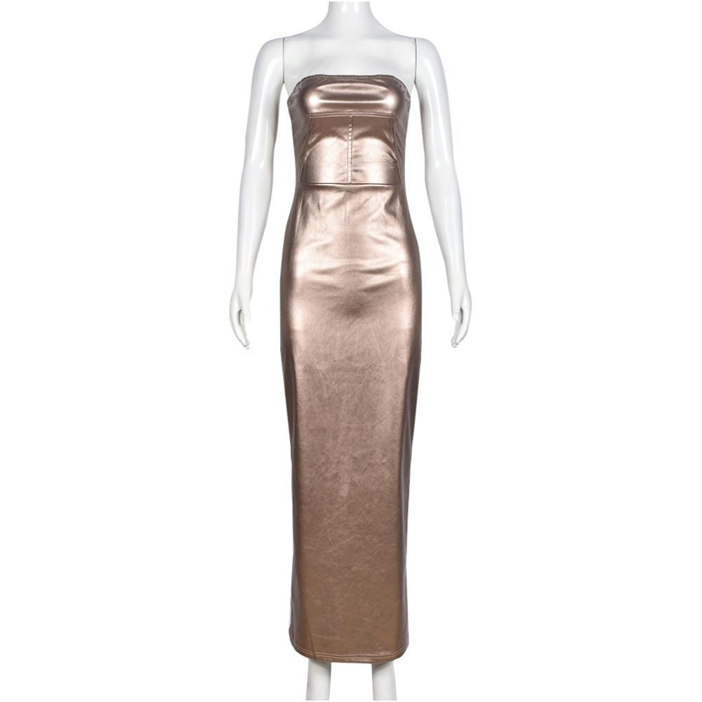 Sexy Woman s new European and American women s clothing product Kim Kardashian with a sexy zipper and 7703PU leather dress for women