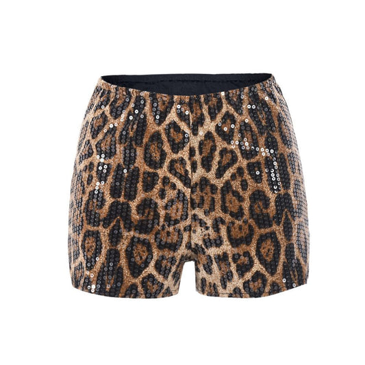 Leopard print elastic waistband shorts