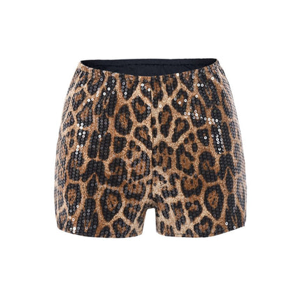 Leopard print elastic waistband shorts