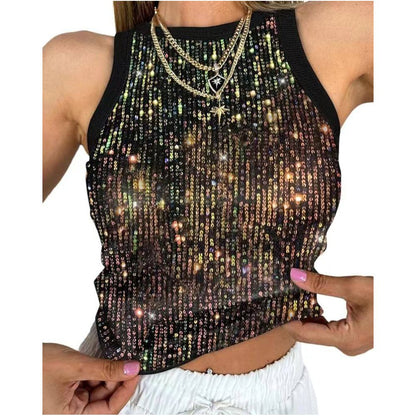 Leopard print sequence vest women s leopard print vest sexy open waisted sleeveless top 51460