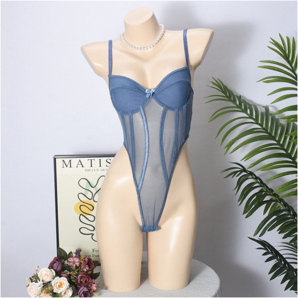 Small and confident figure dress sexy and slimming with mesh mesh splicing high waist hollow cup women s spicy girl top
