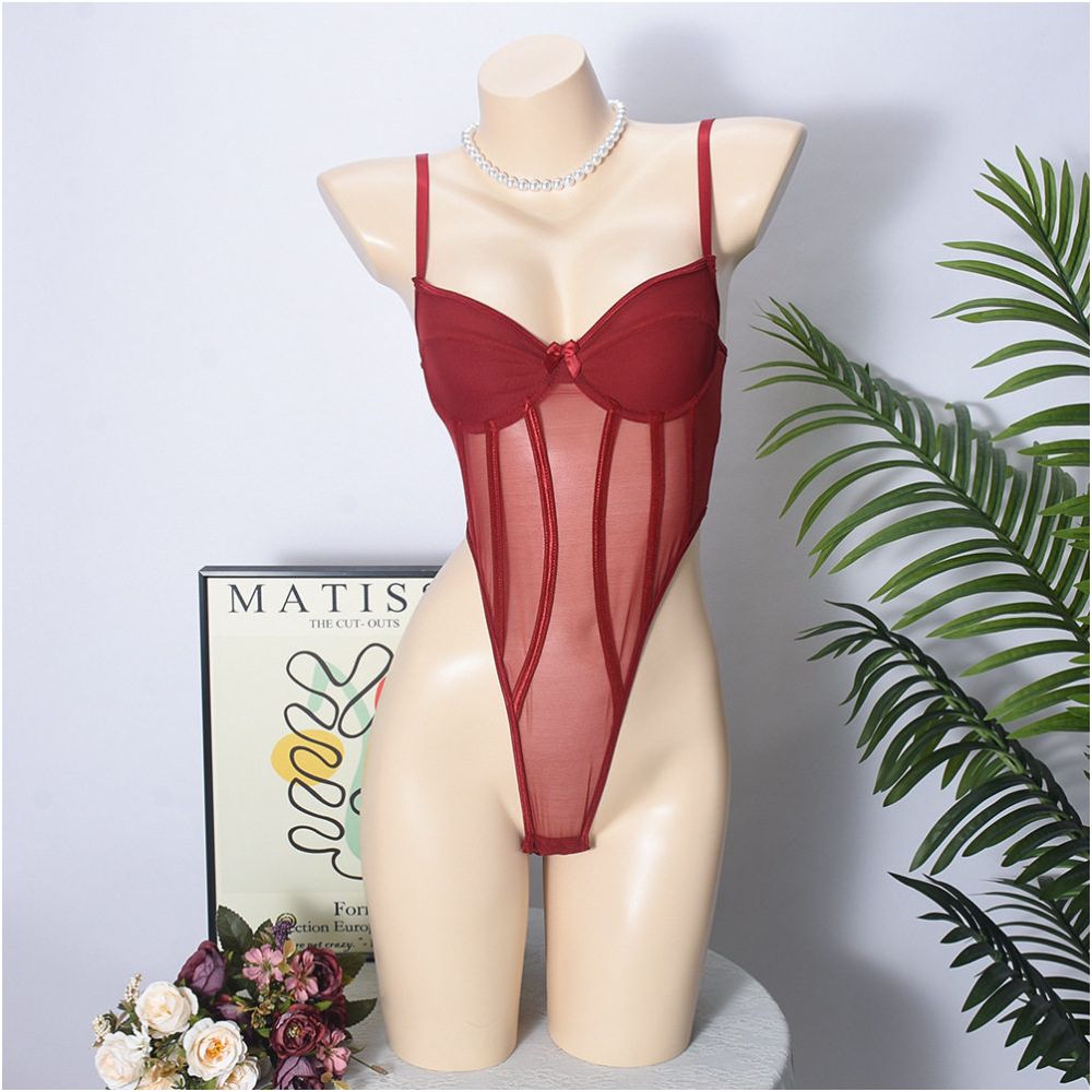Small and confident figure dress sexy and slimming with mesh mesh splicing high waist hollow cup women s spicy girl top